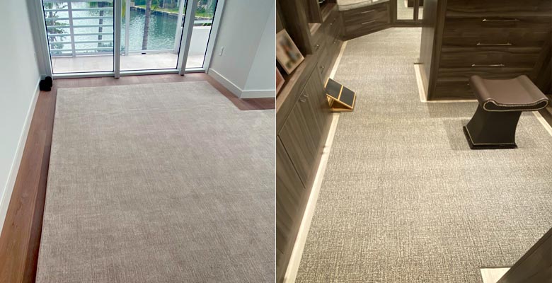 Installations of custom area rugs in customer homes.