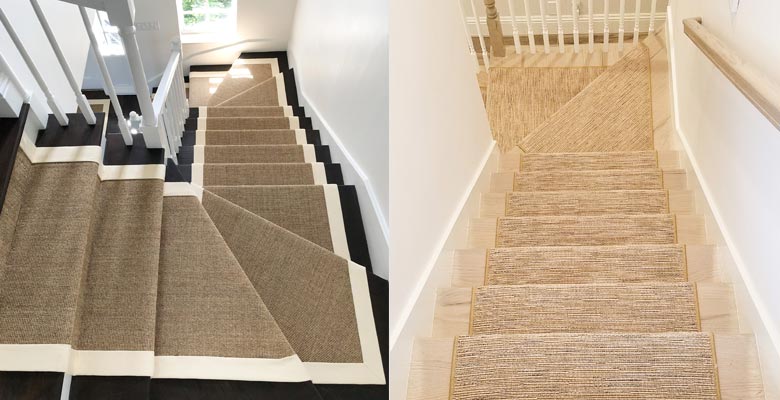 Example of traditional and contemporary stair-runners and stair rods.