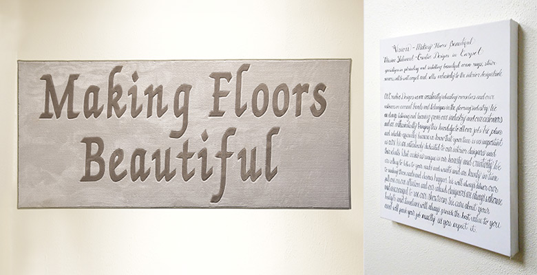 Mission and vision statement hanging in our showroom.